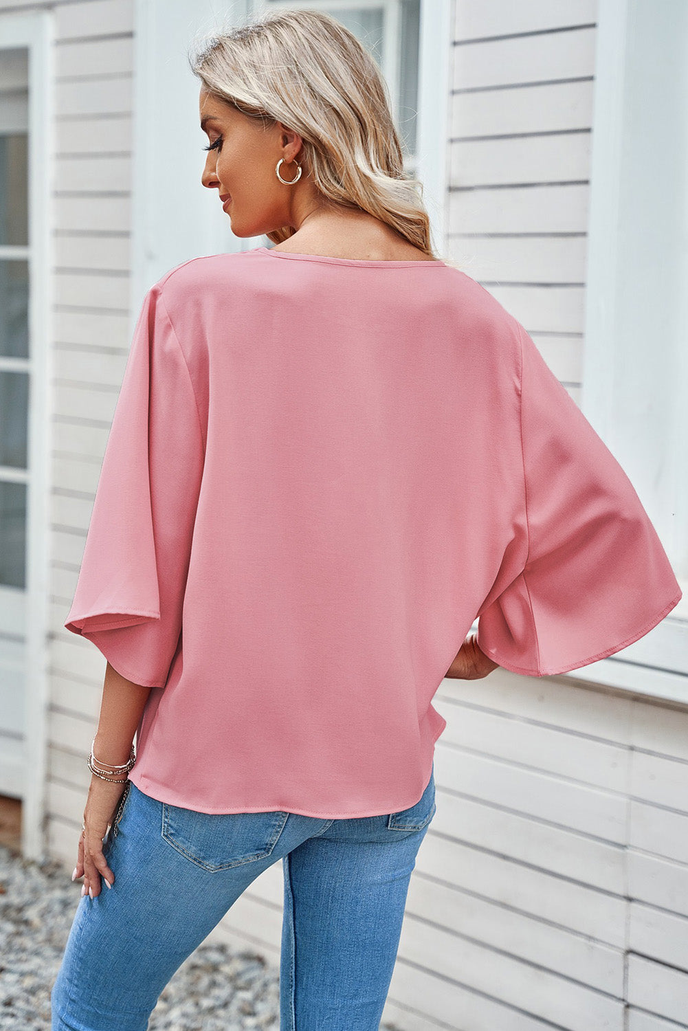 Short Sleeve Draped Blouse