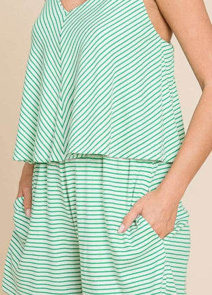 Culture Code Full Size Double Flare Striped Romper - MimiStylez