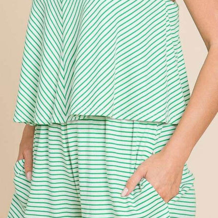 Culture Code Full Size Double Flare Striped Romper - MimiStylez