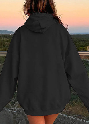 Drawstring Dropped Shoulder Hoodie - MimiStylez