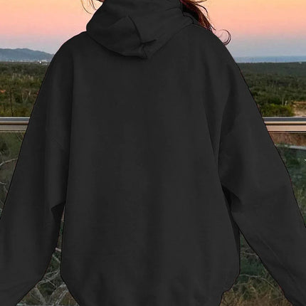 Drawstring Dropped Shoulder Hoodie - MimiStylez