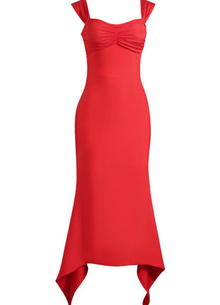 Ruched Sweetheart Neck Hem Detail Dress - MimiStylez