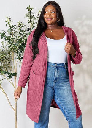 Basic Bae Full Size Hooded Sweater Cardigan - MimiStylez
