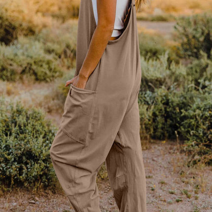 Double Take Full Size V-Neck Sleeveless Jumpsuit with Pockets - MimiStylez