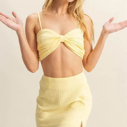 HYFVE Ruched Bra Top and Mini Skirt Set - MimiStylez