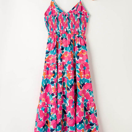 Printed V-Neck Maxi Cami Dress - MimiStylez