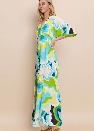 ODDI Floral Printed Slit Maxi Dress - MimiStylez