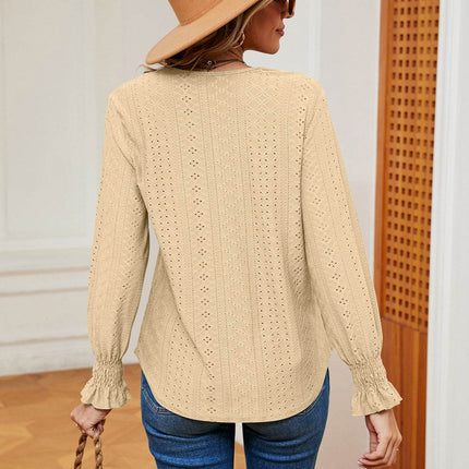 Contrast Flounce Sleeve Blouse - MimiStylez