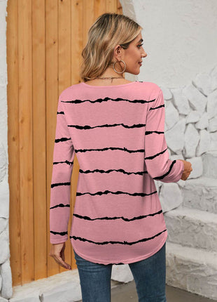 Printed Square Neck Long Sleeve Blouse - MimiStylez