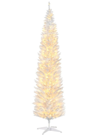 8FT Pre-Lit Pencil Noble Fir Christmas Tree With 300 Warm White LED Lights And 618 Tips