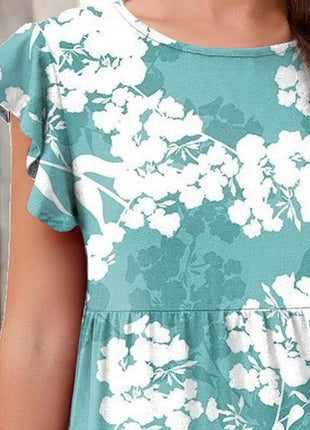 Printed Round Neck Tiered Dress - MimiStylez