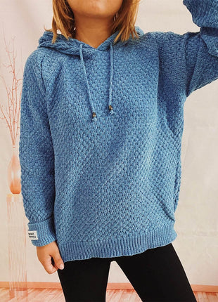 Drawstring Long Sleeve Hooded Sweater - MimiStylez