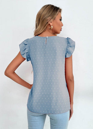 Swiss Dot Cap Sleeve Blouse - MimiStylez