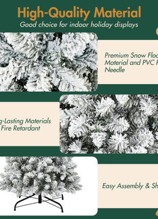 3 Pcs Flocked Artificial Christmas Tree Set With Lights, 4ft 5ft 6ft Christmas Tree Set