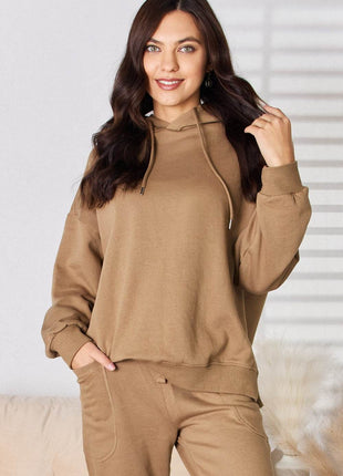 RISEN Drawstring Drop Shoulder Long Sleeve Hoodie - MimiStylez