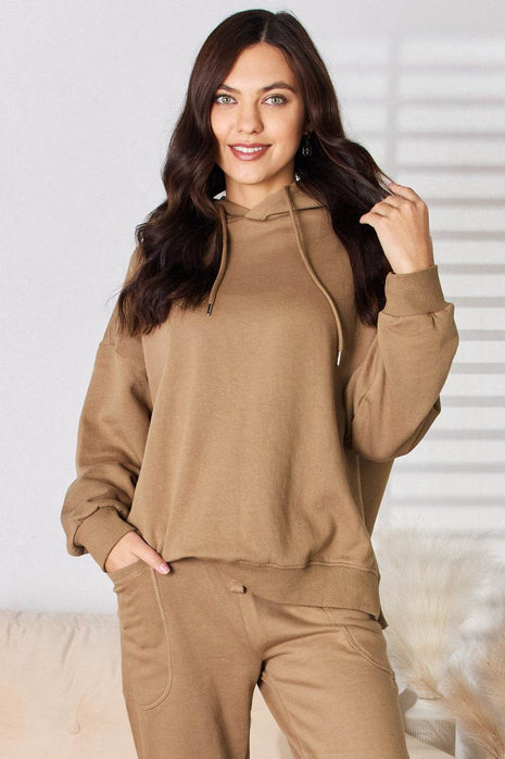 RISEN Drawstring Drop Shoulder Long Sleeve Hoodie - MimiStylez