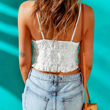 V-Neck Lace Cropped Cami - MimiStylez