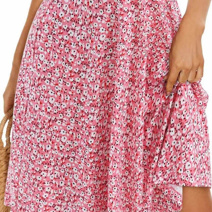 Printed Halter Neck Dress - MimiStylez