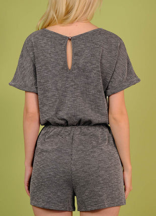 Round Neck Short Sleeve Romper with Pockets - MimiStylez