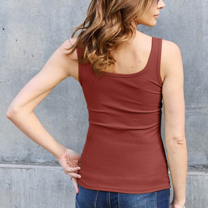 Basic Bae Full Size Square Neck Wide Strap Tank - MimiStylez