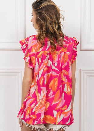 BiBi Smocked Yoke Ruffled Floral Top - MimiStylez