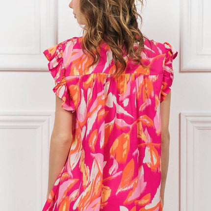 BiBi Smocked Yoke Ruffled Floral Top - MimiStylez