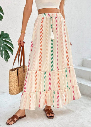 Frill Printed Maxi Skirt - MimiStylez