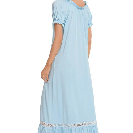 Lace Detail Short Sleeve Lounge Dress - MimiStylez
