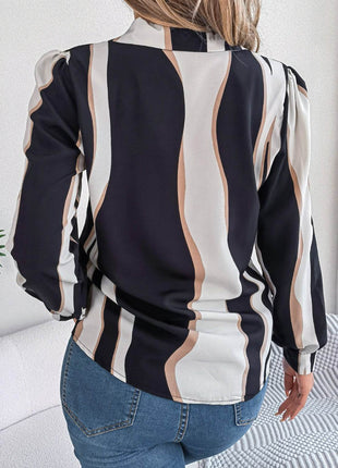 Printed Button Up Long Sleeve Shirt - MimiStylez