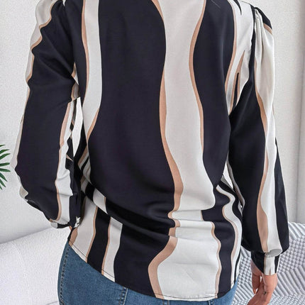 Printed Button Up Long Sleeve Shirt - MimiStylez