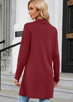 Open Front Long Sleeve Cardigan - MimiStylez