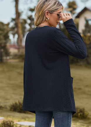 Open Front Long Sleeve Cardigan - MimiStylez