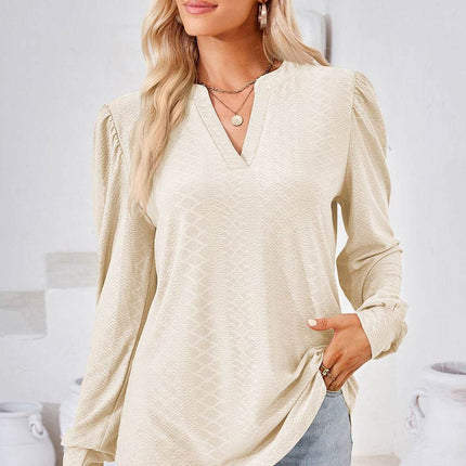 Notched Long Sleeve T-Shirt - MimiStylez