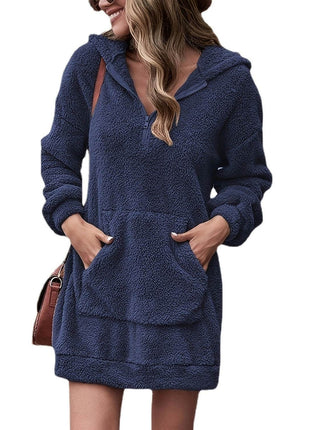 Half Zip Dropped Shoulder Oversized Hoodie - MimiStylez
