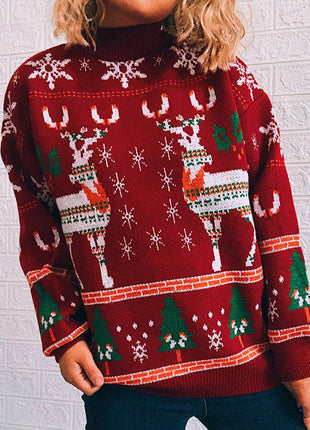 Turtleneck Drop Shoulder Long Sleeve Sweater - MimiStylez