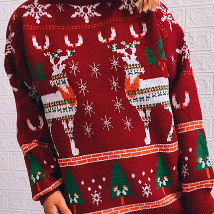 Turtleneck Drop Shoulder Long Sleeve Sweater - MimiStylez