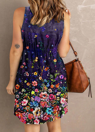 Double Take Scoop Neck Buttoned Sleeveless Magic Dress with Pockets - MimiStylez