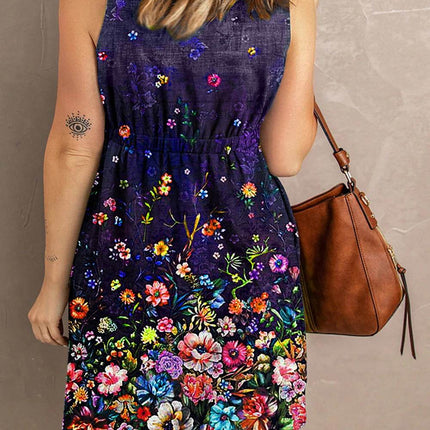 Double Take Scoop Neck Buttoned Sleeveless Magic Dress with Pockets - MimiStylez