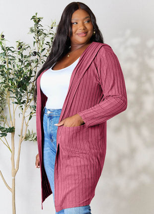 Basic Bae Full Size Hooded Sweater Cardigan - MimiStylez