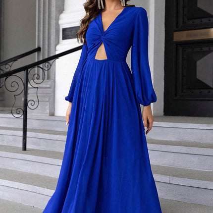 Twist Front Cutout Long Sleeve Dress - MimiStylez