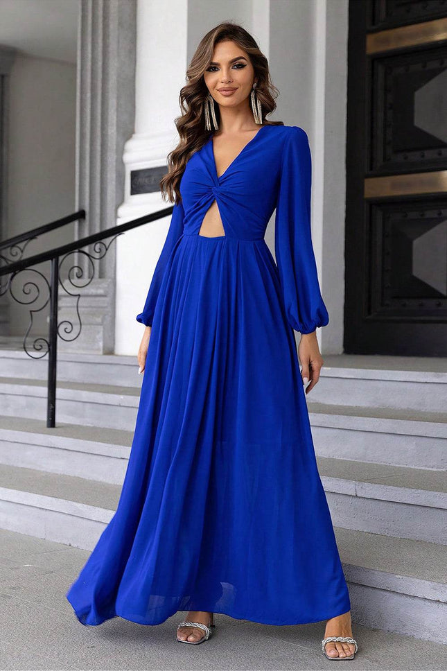 Twist Front Cutout Long Sleeve Dress - MimiStylez