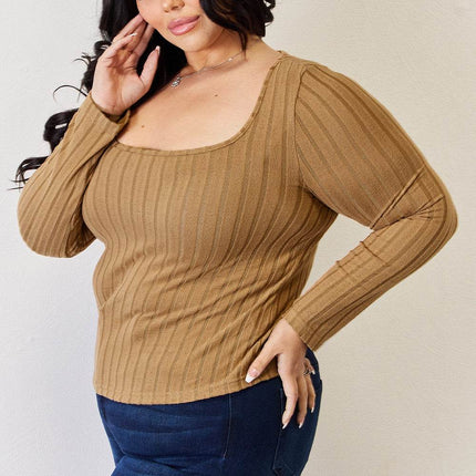 Basic Bae Full Size Ribbed Long Sleeve T-Shirt - MimiStylez