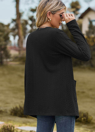 Open Front Long Sleeve Cardigan - MimiStylez