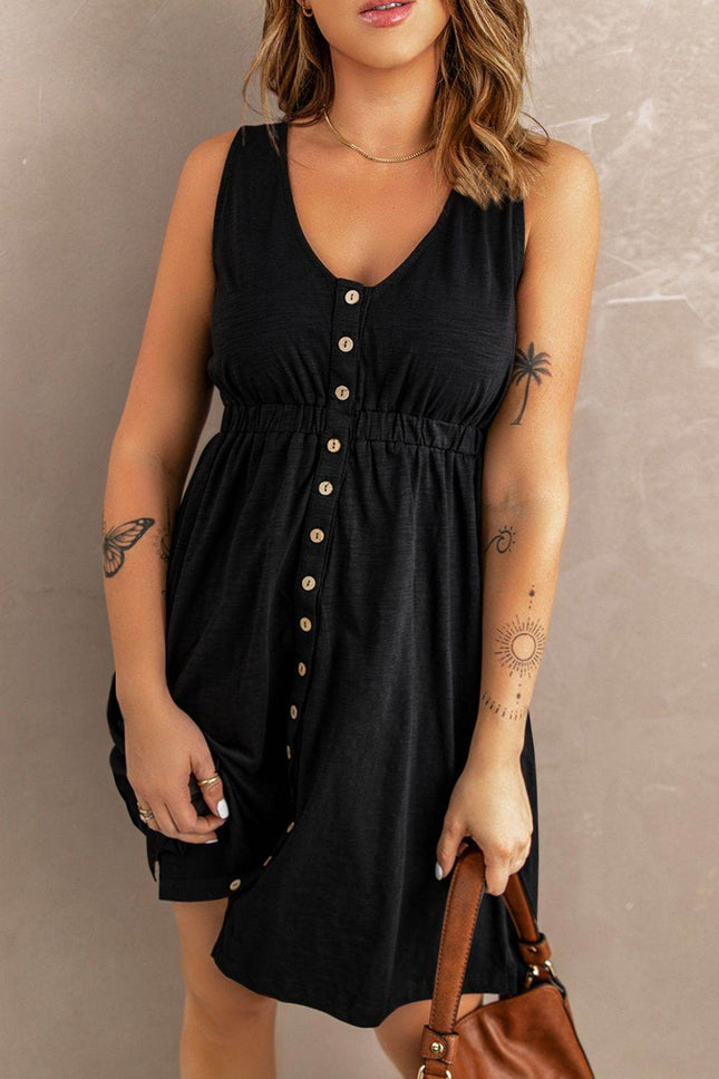 Sleeveless Button Down Mini Magic Dress - MimiStylez