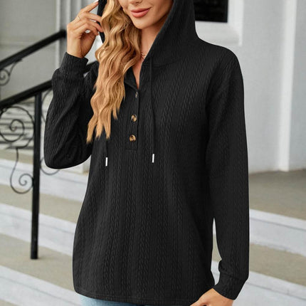 Cable-Knit Long Sleeve Hoodie - MimiStylez