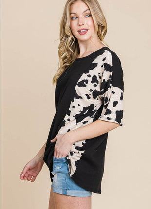 BOMBOM Rodeo Love Ribbed Animal Contrast Tee - MimiStylez