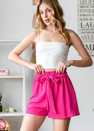 Heimish Full Size Texture High Waist Tied Shorts - MimiStylez