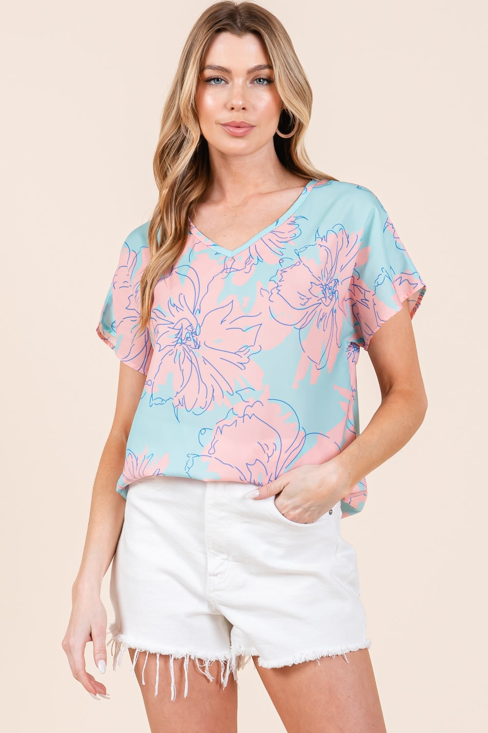 BOMBOM Floral Short Sleeve T-Shirt