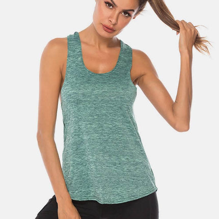 Full Size Scoop Neck Wide Strap Active Tank - MimiStylez