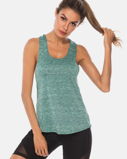 Full Size Scoop Neck Wide Strap Active Tank - MimiStylez